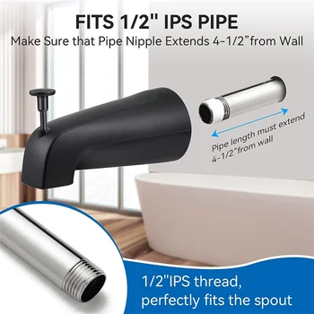 ABYN-ห้องน้ํา Tub Spout สําหรับ E531D-1F-62, Tub Spout พร้อมฝักบัว Diverter 1/2 นิ้ว IPS ภายในด้ายอ่างอาบน้ําก๊อกน้ํา Spout 1