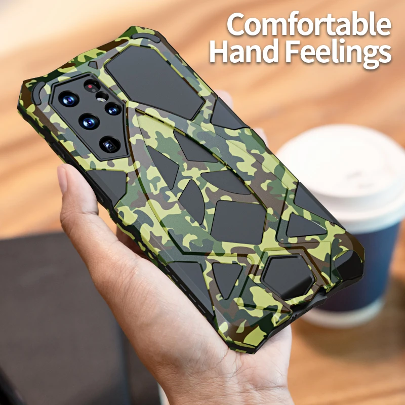 Luphie Rosdster Metal Armor Case for Galaxy S24 Ultra S23U S22U S21 Plus A72 A52 Military Grade Drop Protection Defender Cover