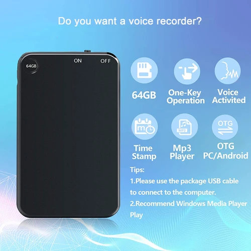 Vandlion V15 300mAh USB 플래시 32G 64G 128GB 디지털 음성 활성화 녹음기 50H 연속 딕타폰 오디오 녹음 장치 4