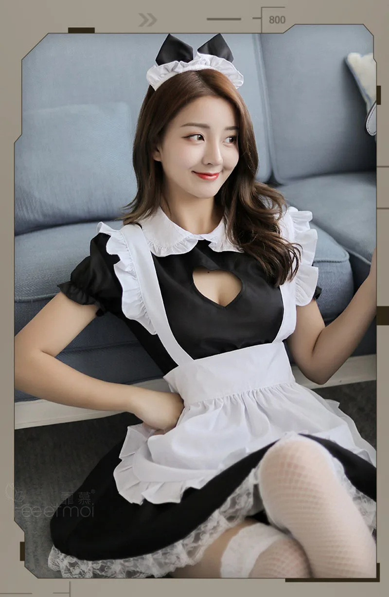 Women Cosplay Costume Bust Open Maid Costume Sexy Cosplay Kitty Outfit for Women