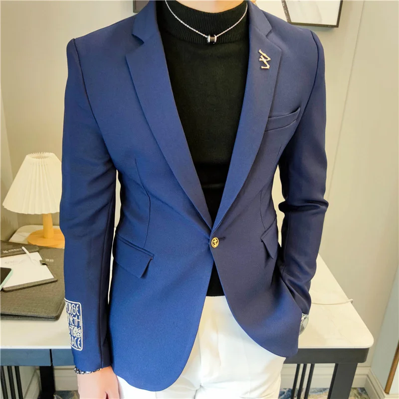 sport coat Streetwear Korean Casual Blazer Hombre Men Gold Embroidery Blazer Men Jacket Stage Male Terno Masculino Prom Blazers For Men áo khoác blazer