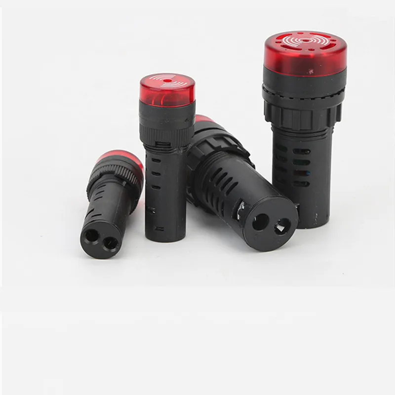 AD16-16SM 12V 24V 220V 16mm Flash LED Alarm Indicator Light Signal Lamp Flashmetal Active Beep Buzzer Intermittent Sound Red