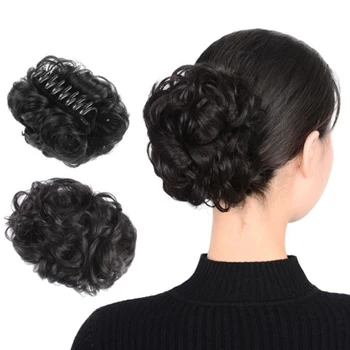 Capelli sintetici Chignon Chignon Ricci Presa Clip Forcina Elastico Scrunchy Pezzi di capelli finti per forcine da donna