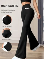 Pantalon évasé taille haute pour femmes, printemps et été, pantalon long noir à jambe fine, pantalon large et fin pour femmes minces 1