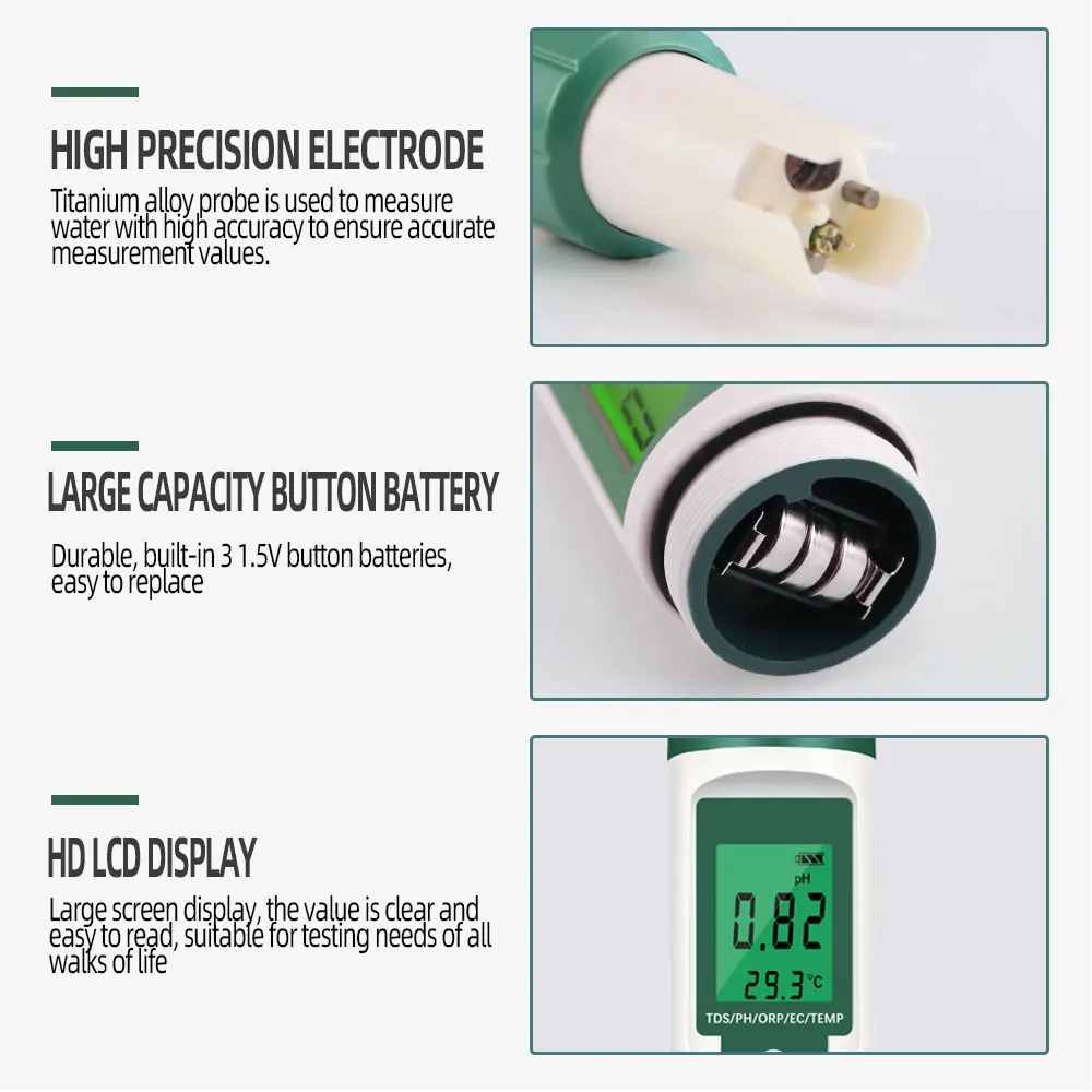 5 in 1 TDS EC Salinity S.G. Temperature Meter Portable Water Quality Tester Pen