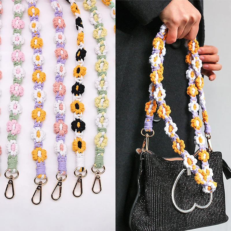 

130cm Flower Braided Keychain Lanyard Hand-woven Mobile Phone Chain Wrist Lanyard Bracelet Women Girls Charm Creative Gift