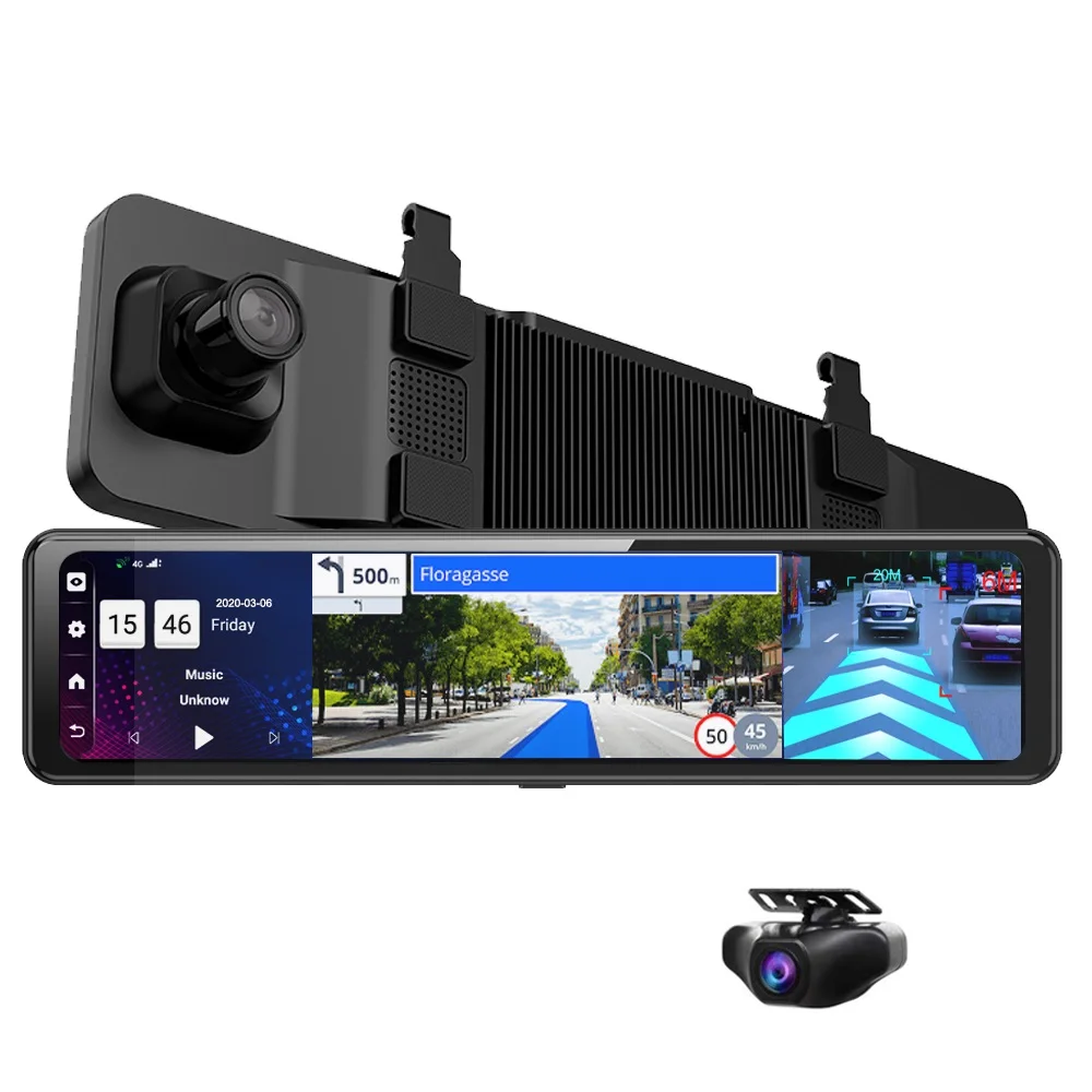

12" GPS 1080P Touch Screen 4G Wifi Front And Rear View Dual Lens Full HD Night Vision Mirror Dash Camera For Cars/Trucks