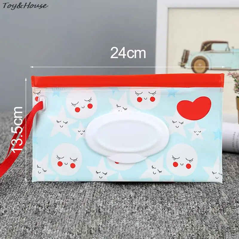 EVA Baby Wet Wipe Pouch Wipes Holder Case Flip Cover Snap-Strap Reusable Refillable Wet Wipe Bag Outdoor Useful Tissue Box