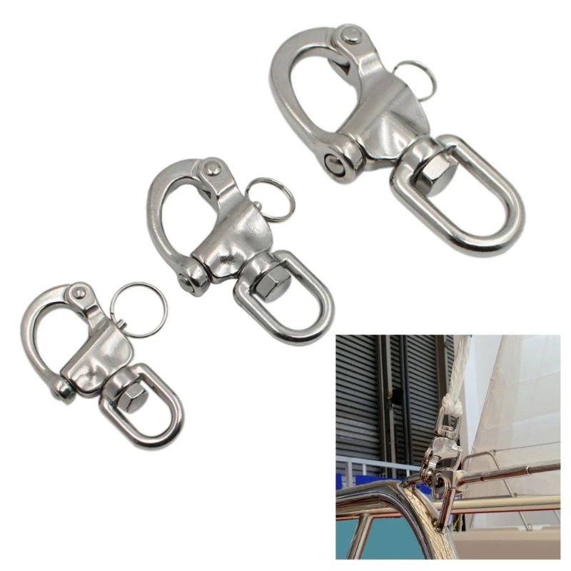 Stainless Steel Swivel Shackle Quick Release Boat Anchor Chain Eye Shackle Rotating Spring Snap Hook for Marine Yacht Hardware