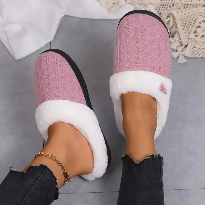 Platform Fluffy Slippers Women House Plush Fashion Designer Winter Shoes Ladies Flats Warm Home Casual Footwear Elegant Big Size — view 3