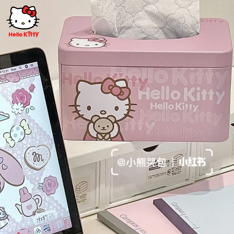 

Hello Kitty Tissue Box Desktop Tissue Storage Box Home Living Room Dining Room Coffee Table Rectangle Portable Cute Home
