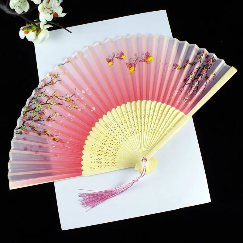 Foldable Silk Hand Fan - Bamboo Halloween Cosplay Prop  Party Decoration