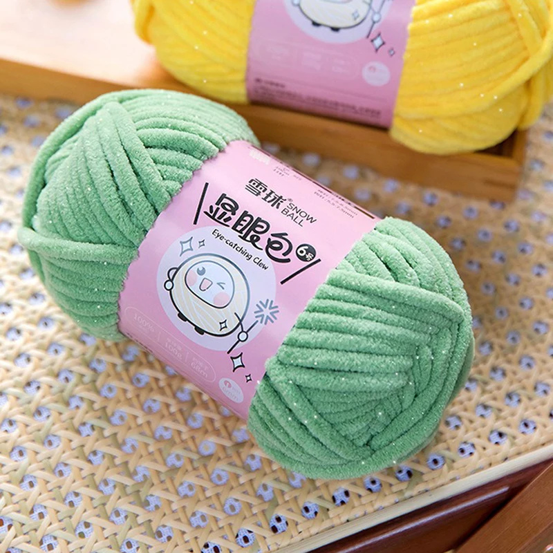 100g/Roll 68 Meters 6mm Polyester Yarn for DIY Sweater Scarf Warm Soft  Knitting&Crocheting Handmade Shiny Thread Thick Yarn 2