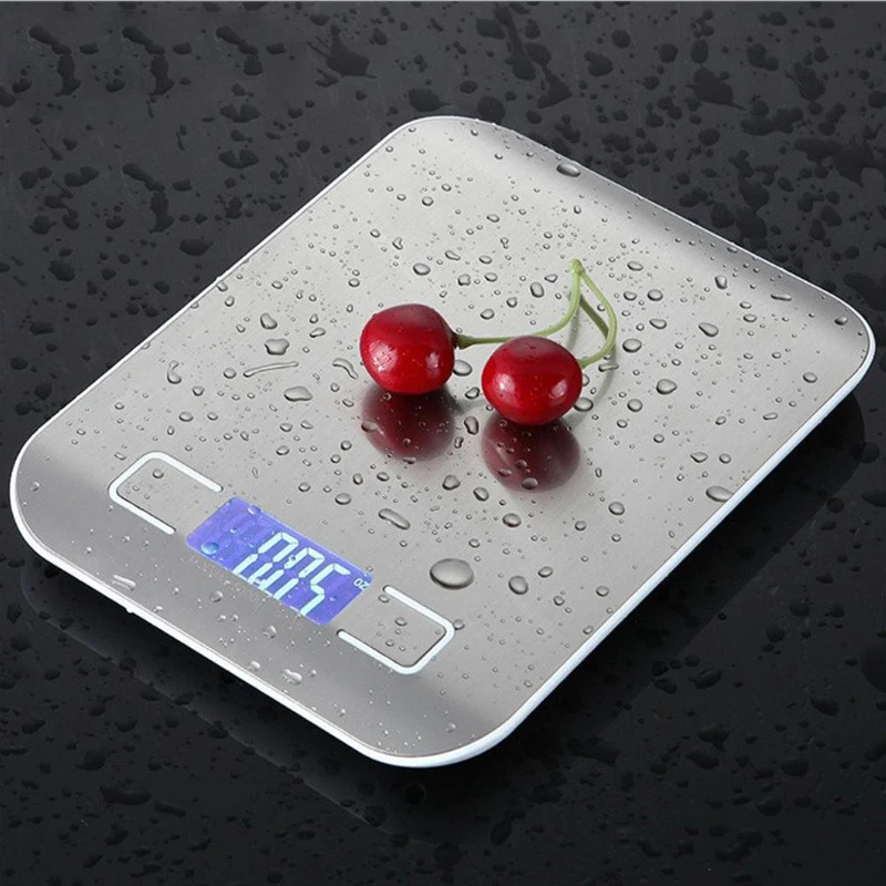 Electronic Digital Kitchen Scale LED Display 10kg 5kg/1g Stainless Steel Panel Scales Home Jewelry Food Snacks Weighing Tools