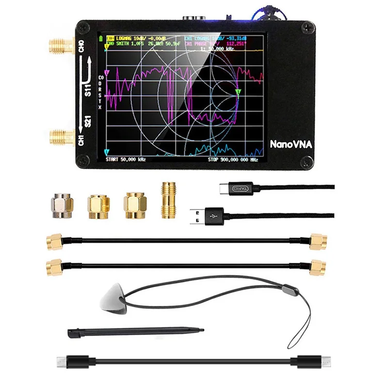 NanoVNA-H Vector Network Antenna Analisador, Testador de Espectro, MF, HF, VHF, UHF, Slot, 10KHz-1,5 GHz, 2023, Novo