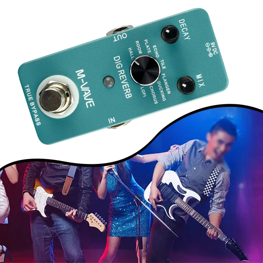 

1pc Digital Analog Reverb Effect Pedal Zinc Alloy Shell Clean Tone 9 Reverb Types 2 Control Knobs Electric Guitar Accessories