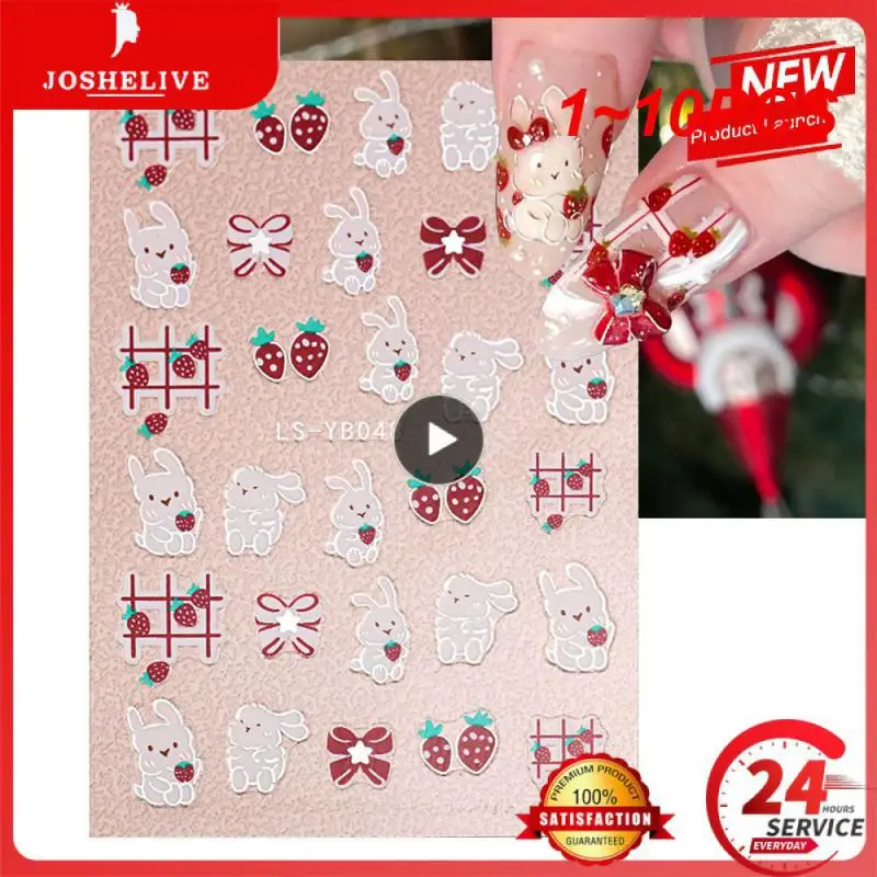 

1 ~ 10 шт. клейкая наклейка для ногтей клубника Милая Золотая рамка долговечные милые красивые наклейки для ногтей инструмент для ногтей кролик украшение для ногтей