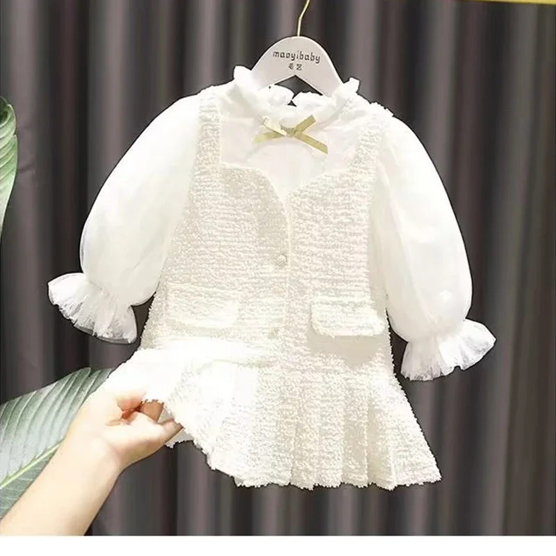 Dívčí 2023 šatstvo oblek  jaro podzim stanovuje děťátko ležérní bez rukávů tričko +dress děti šatstvo stanovuje děťátko oblečení outfits 2 3 6