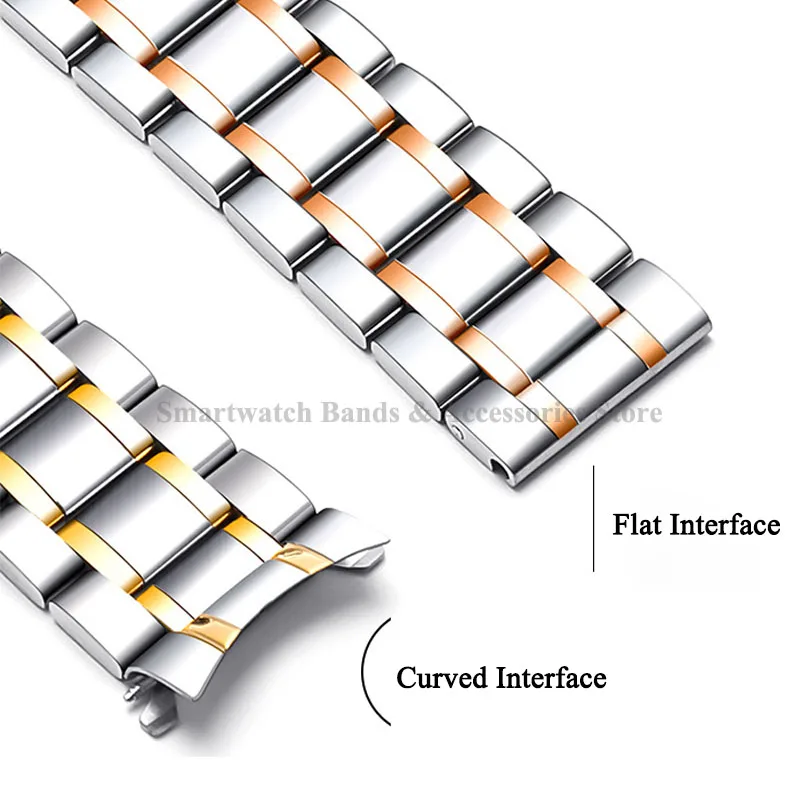 Elegant Curved End Stainless Steel Watch Bracelet - Multi-Size Replacement Strap