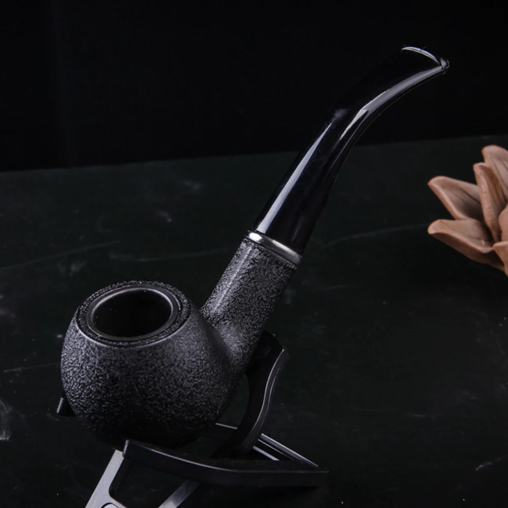 Classic Frosted Smoking Pipe Black Resin Tobacco Pipe Filter Smoking Accessories Men's Holiday Gift Tool