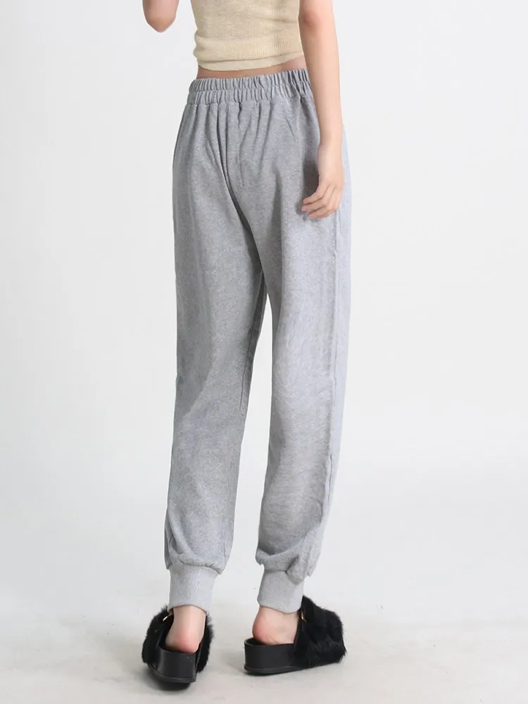 KBQ Casual Folds Loose Jogger Sweatpants For Women High Waist Minimalist Solid Pencil Pants Female Autumn Fashion Style Clothing