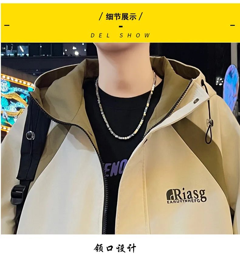 Herren Kapuzen-Freizeitjacken 2026 Frühling Herbst Streetwear Windbreaker Loose Cargo Outdoor-Mäntel Jugendliche Alltagskleidung Oberteile – Detail 17