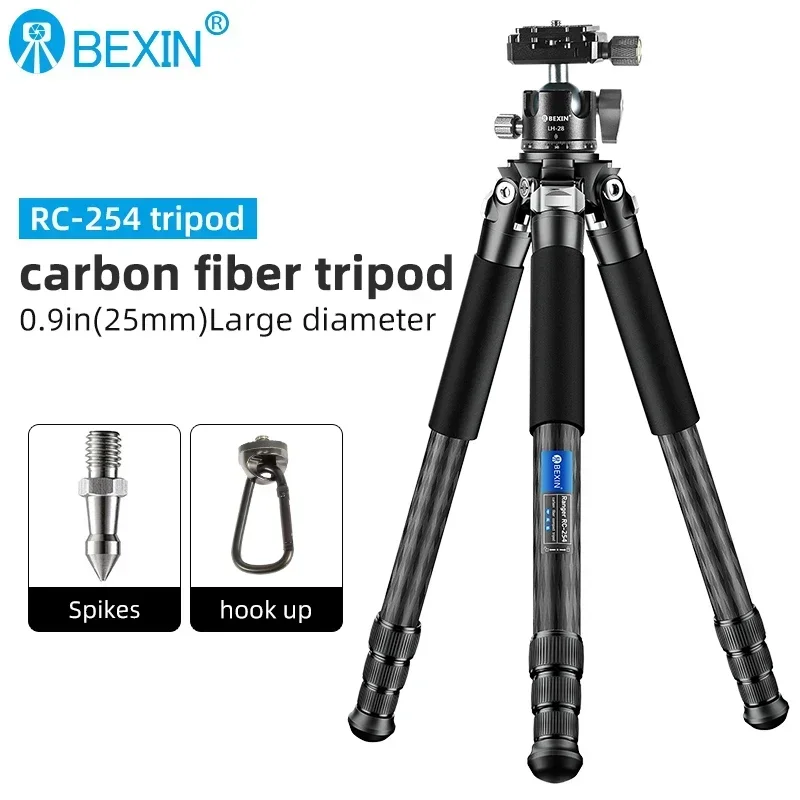 Фото Профессиональный штатив BEIXIN RC254, портативный штатив для камеры DSLR, штатив из углеродного волокна для путешествий, штатив для телефона с шаровой головкой на 360 ° №3