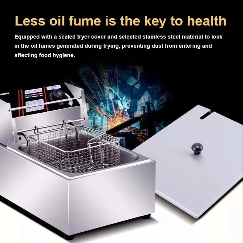 DMWD Electric Deep Fryer Stainless Steel Commercial Electric Fryer Household Chips Frying Pan French Fries Making Machine 6L EU deep fryer