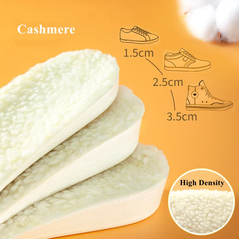 Winter Plush Warm Insoles for Shoes Height Increase Insole for Feet Martin Snow Boots Shoe Insert Thicken Heating Sole Men Woman