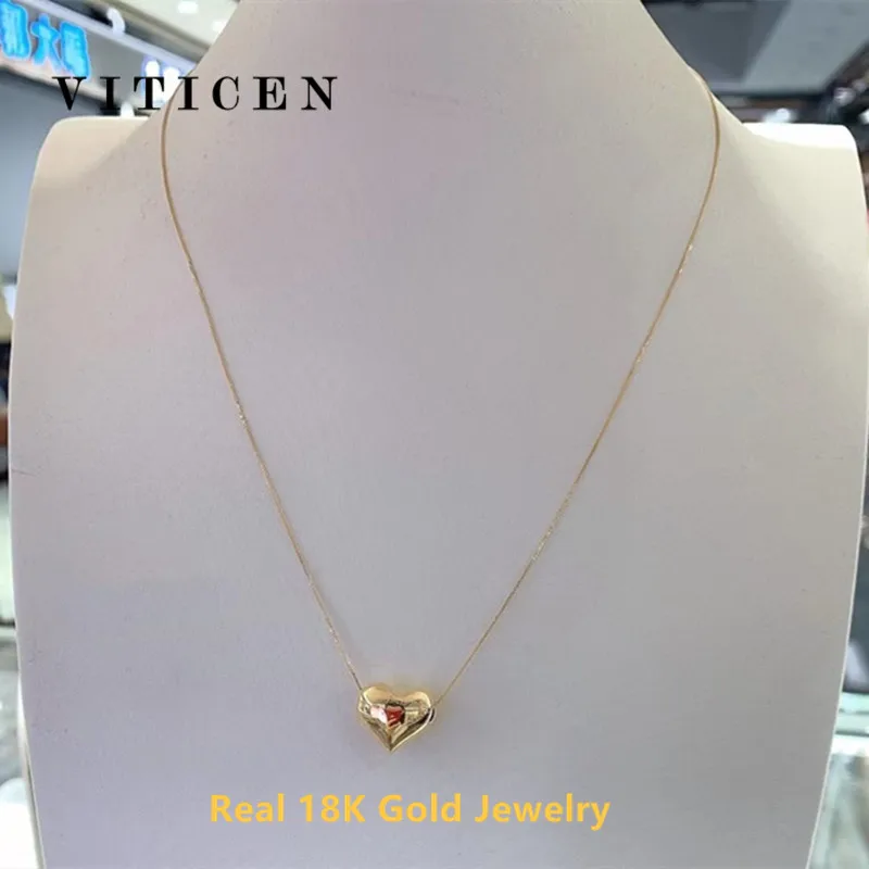 Pendant Necklace VITICEN 18k Gold Love Woman Necklace Pendant Au750 Gold Simple Women's Clavicle Chain Jewelry Accessories Valentine's Day Gift
