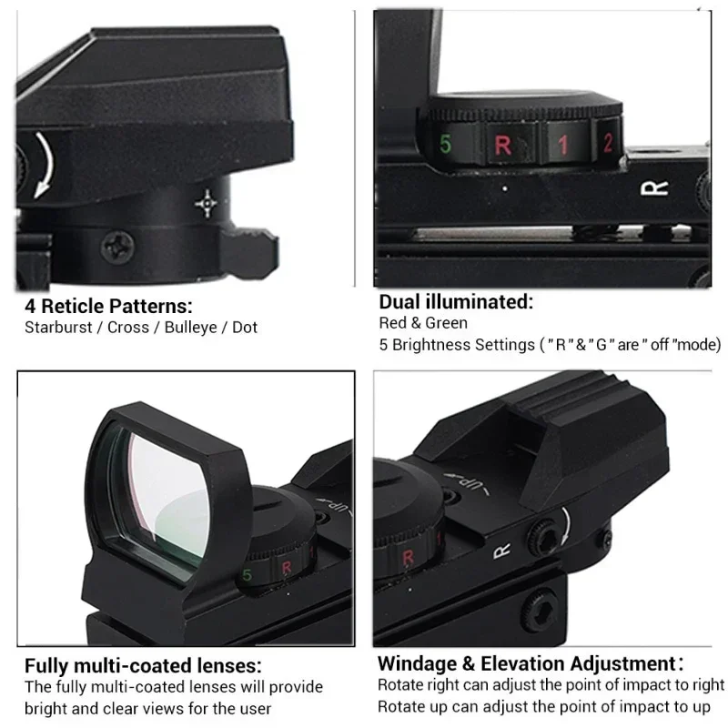 Red Dot Sight Laser 4 Reticle Holographic Projected Red Dot Sight Airgun Scope 20mm Rail Mount AK red dot sight laser sight
