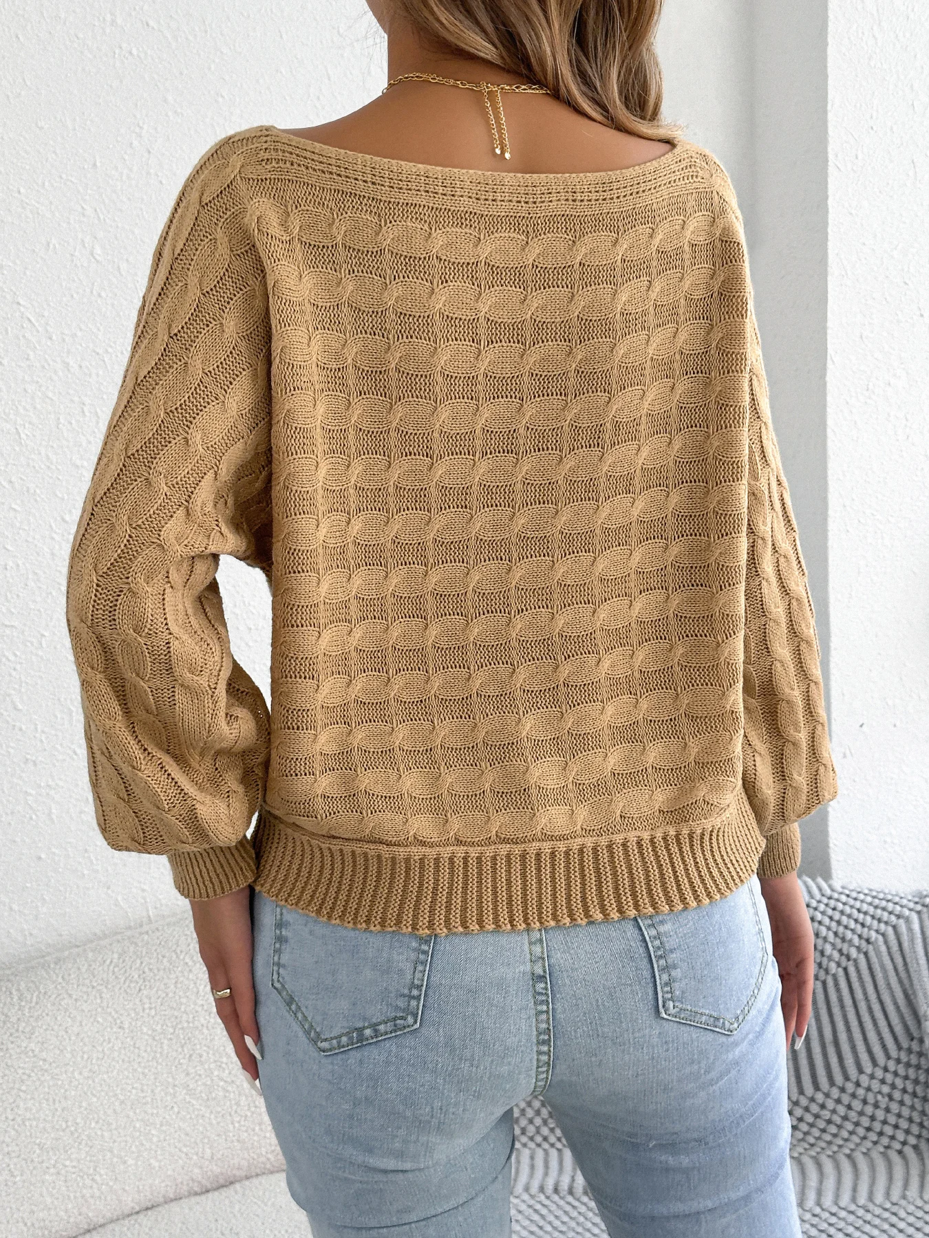 Women Casual Solid Color Sweaters Khaki Orange Red