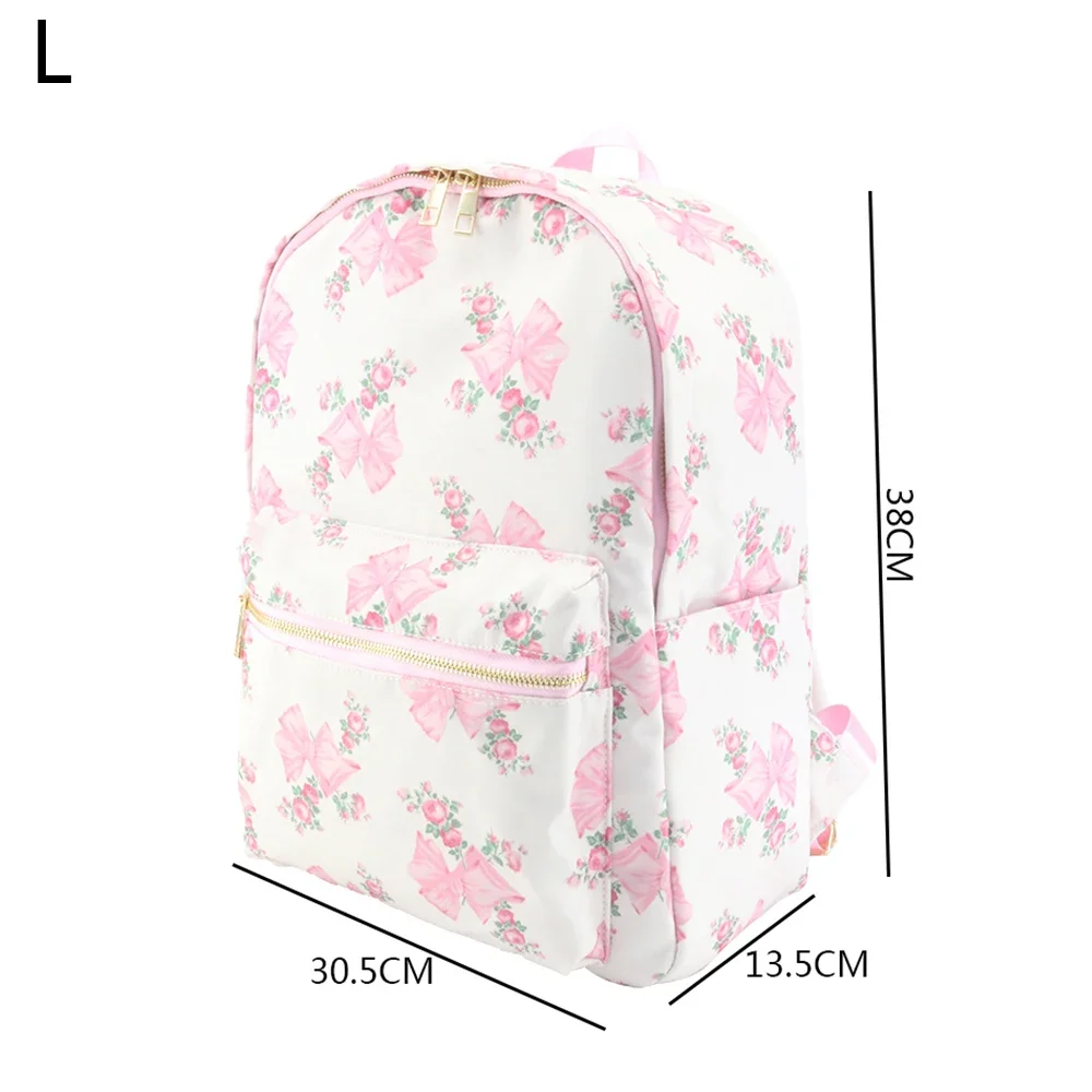 Flowers Bow Printed Nylon Waterproof Travel Make up Pouch Bags Backpack Tote bag Duffle Bag Fanny Pack for Women Girl Ladies 4
