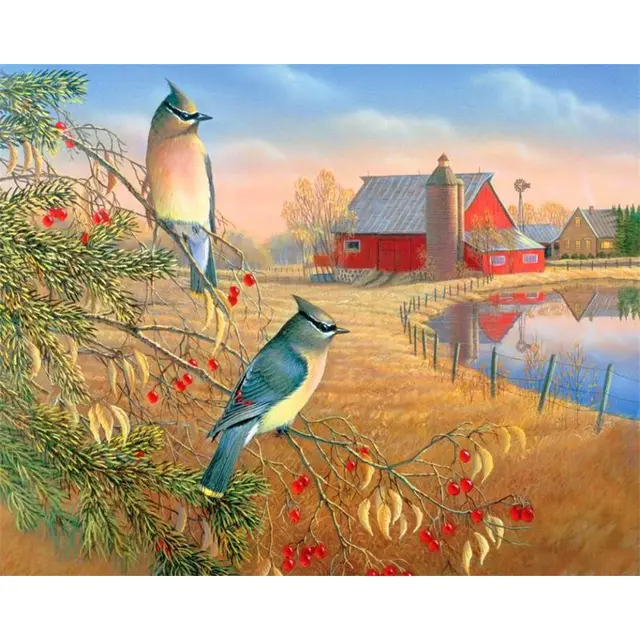 Famland Waxwings Birds Nature Painting By Numbers Kit