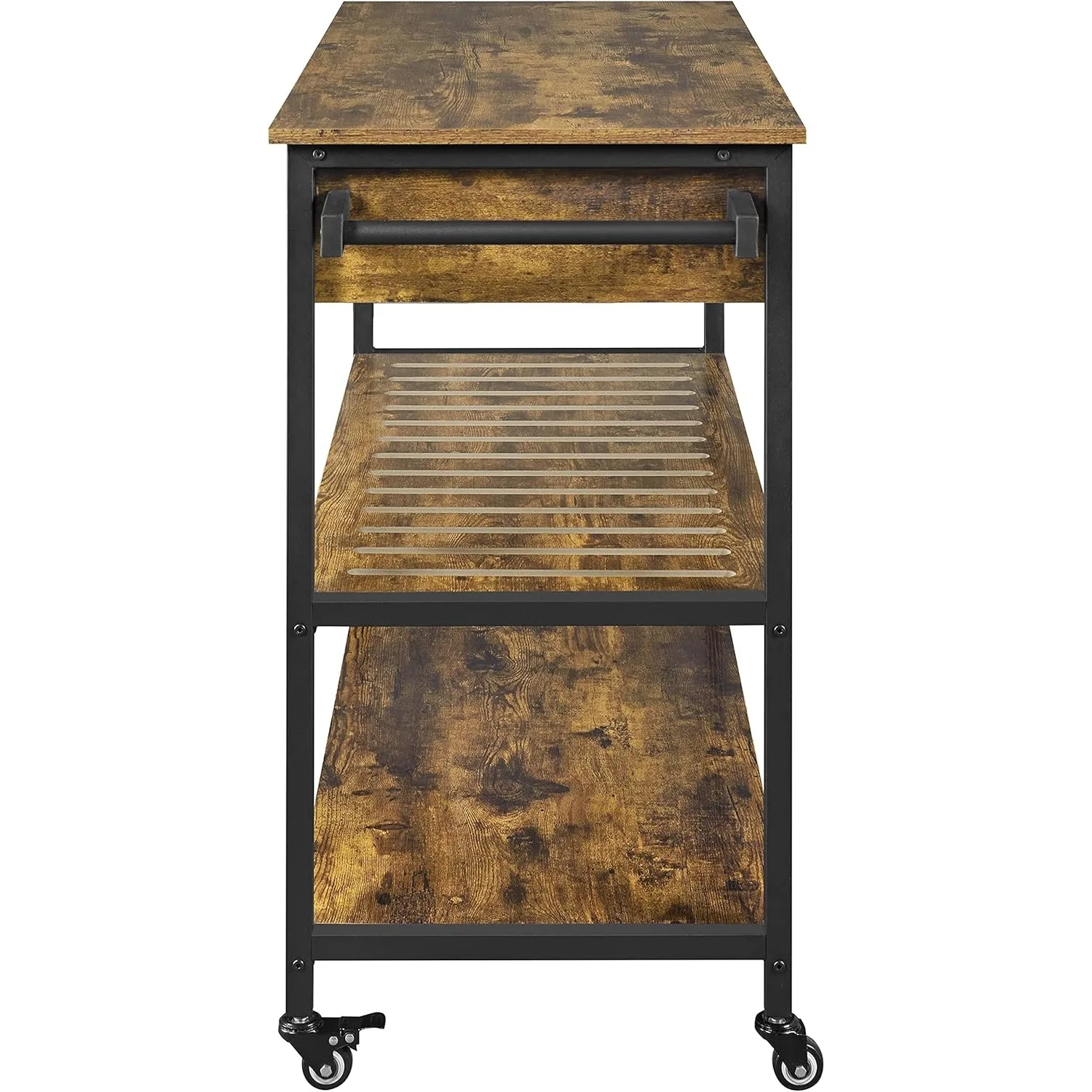 40 Inch Mobile Kitchen Island Cart on Wheels for Home Kitchen, 40 Inch Rolling Utility Trolley Cart,, Rustic Brown 6