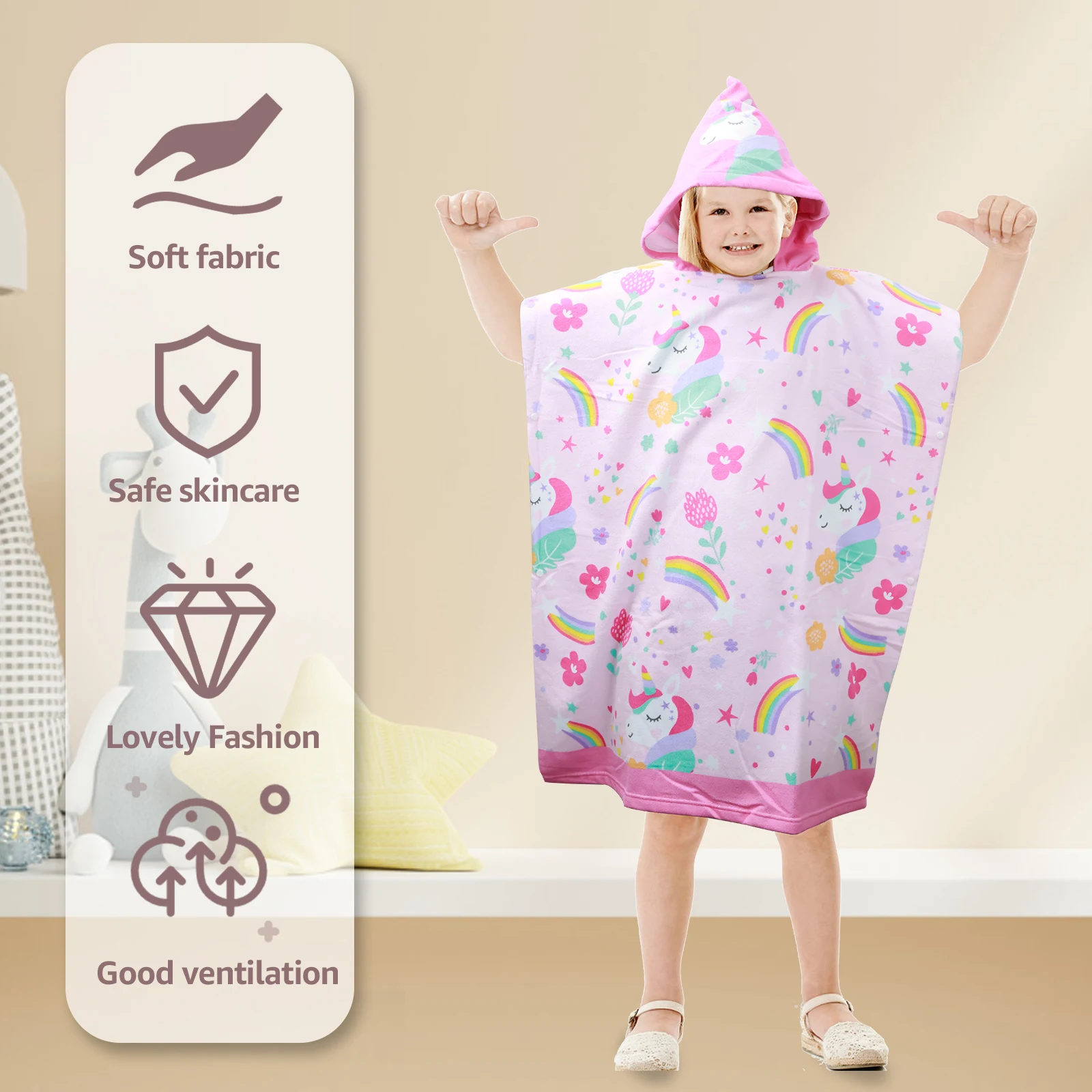 Cartoon Baby Bath Towel Microfiber Children's Bathrobe Cloak Hooded Cloak Children Kids Beach Swimming Changing Robe Towel