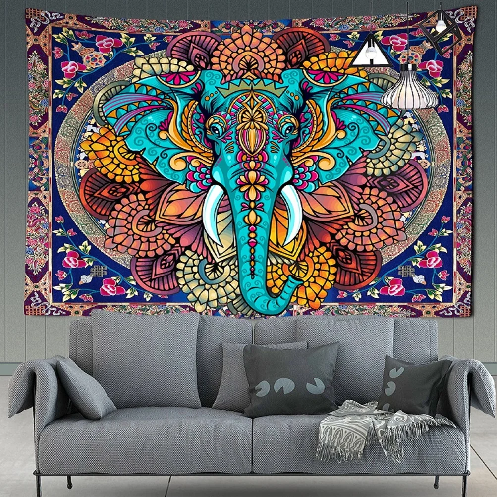 India Mandala Tapestry Elephant Buddha Aesthetic Wall Hanging Print Boho Decor Vintage ation Psychedelic Home Room 2