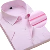 Plus Size Men Dress Shirts Short Sleeve Slim Fit Solid Striped Business Formal White Man Shirt Male Social Casual Clothing 3