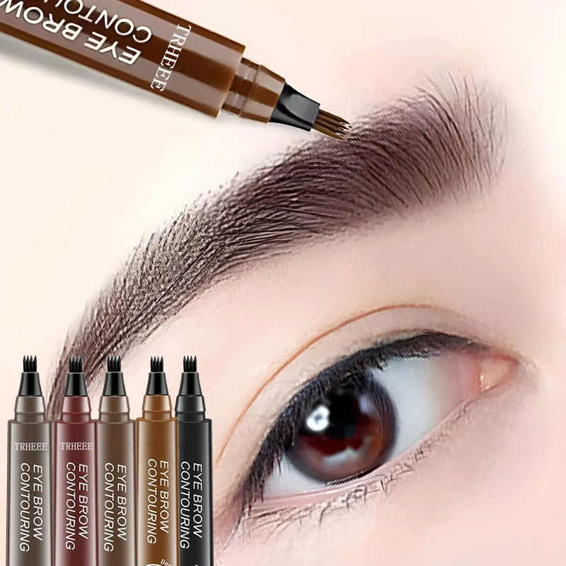 4 Splitted Head Eyebrow Pencil Long Last Smudge Proof Waterproof Sweat Proof High Pigmented Easy Apply Liquid Brow Makeup Pen_voghion.com