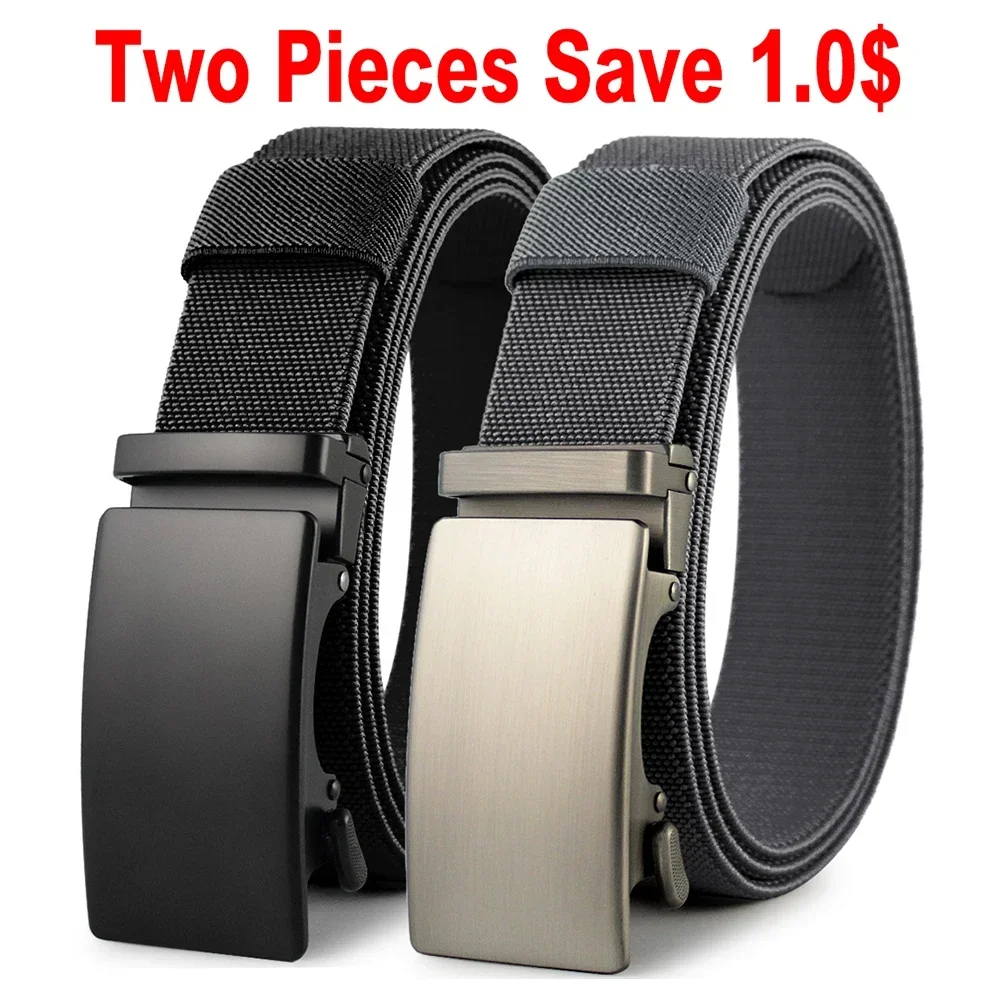 Versatile Stretch Nylon Belt with Auto-Lock Metal Buckle