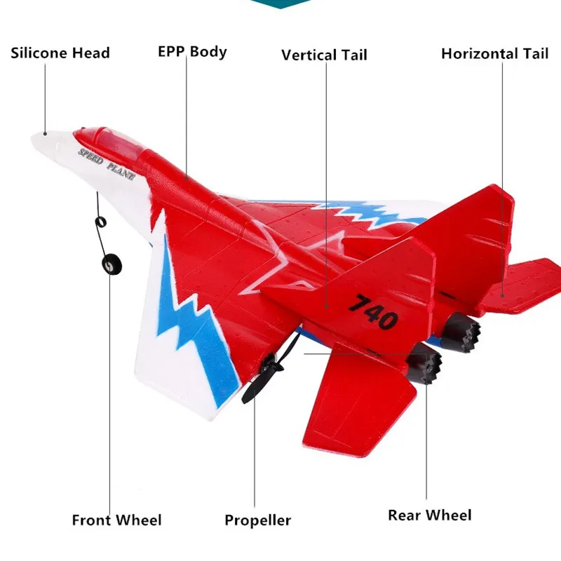 ZY-740 RC Airplane Wireless Control 2.4G Remote Control Fighter Plane Glider Airplane EPP Foam Toy RC Plane Aircraft Kids Gift 6