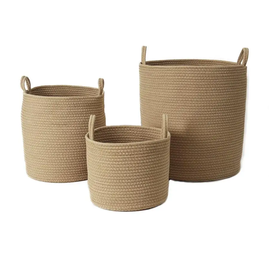 Wicker Basket Hand-woven Storage Basket Rope Woven Deep Foldable Storage Laundry Basket Toy Sundries Storage Basket 5