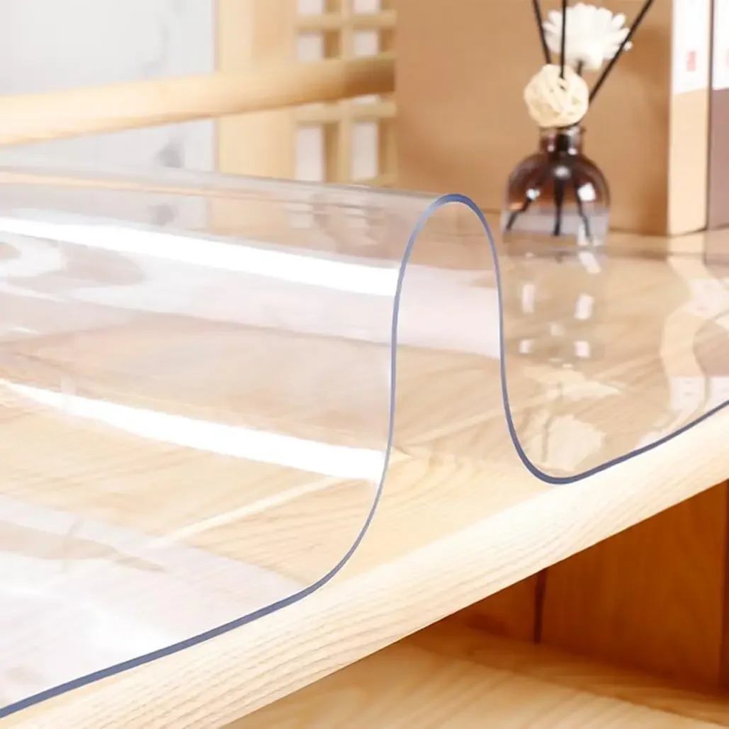 Clear Vinyl Tablecloth Cover, Plastic Table Cover Rectangular, Crystal Clear Plastic Table Cover Protector for Dining Table 4