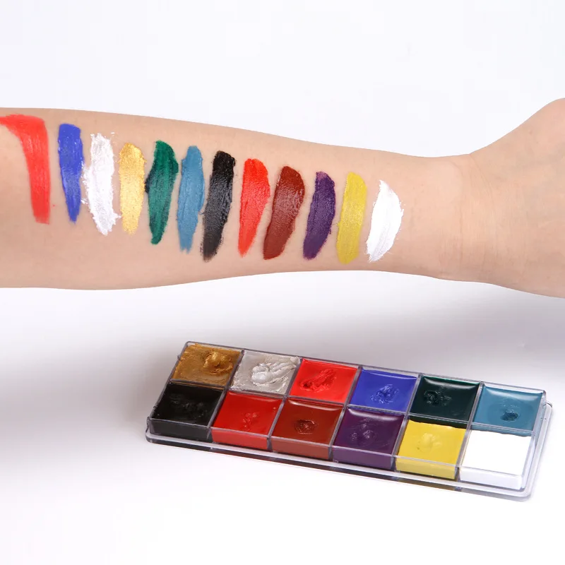 12 colors face&body paint child can use Performance makeup paint palette Halloween makeup festival