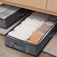 Large Capacity Under Bed Storage Bag Clear Window, Reinforced Handles Foldable Durable Closet Organizer for Blankets Clothing 1