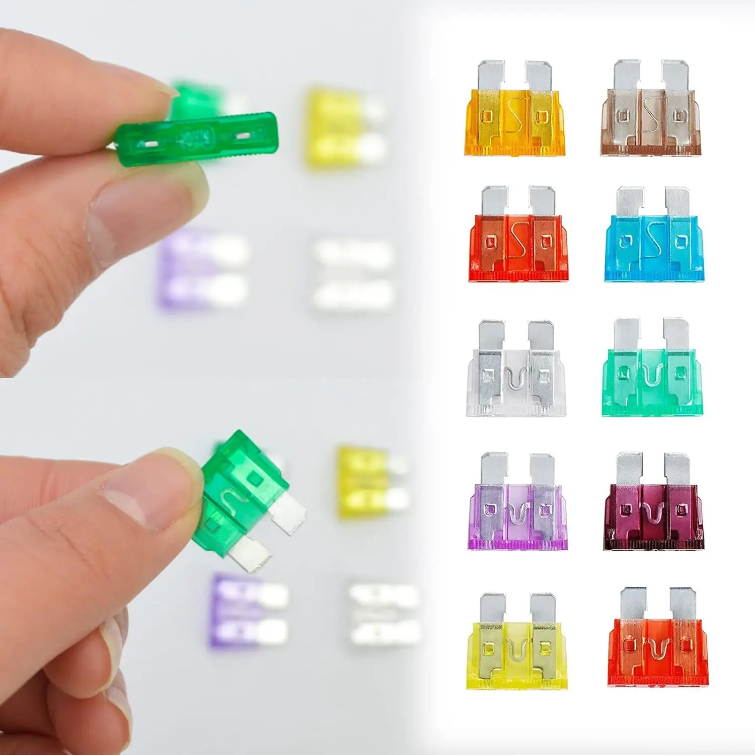 Car Fuses 100PCS Standard Assortment Kit Blade-Type Automotive Replacement for Car/RV/Truck/Motorcycle/Boat