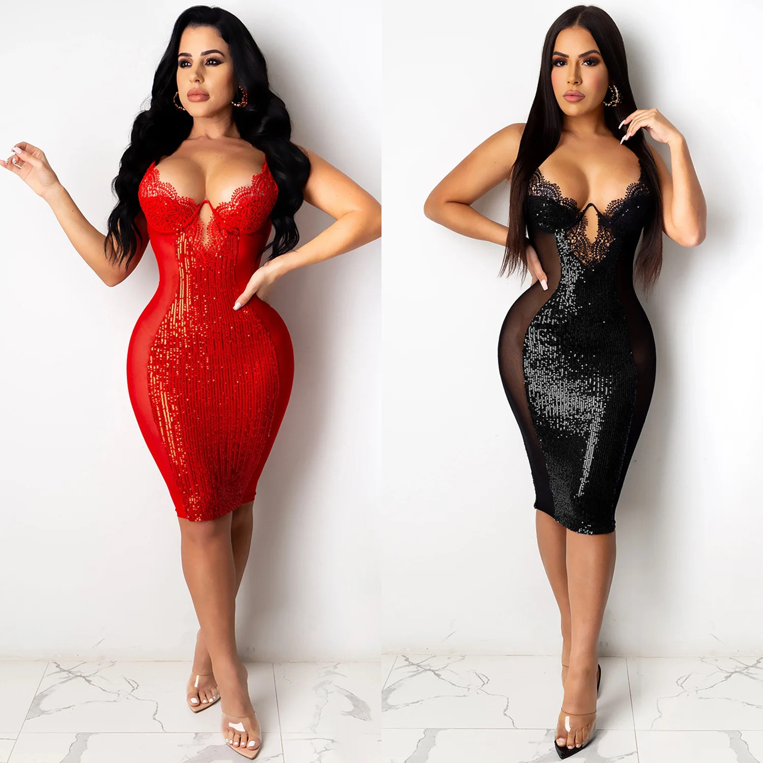 

2022 Summer Women's Night club Sexy Suspender Dress