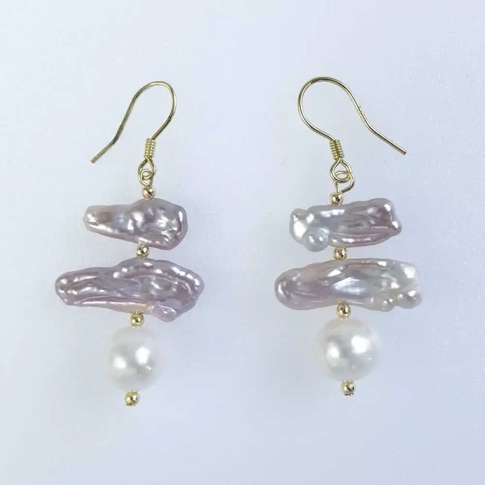Fashion Natural Freshwater Cultured Pearl Earrings 18K Lucky Ear stud Hook CARNIVAL VALENTINE'S DAY Accessories Party