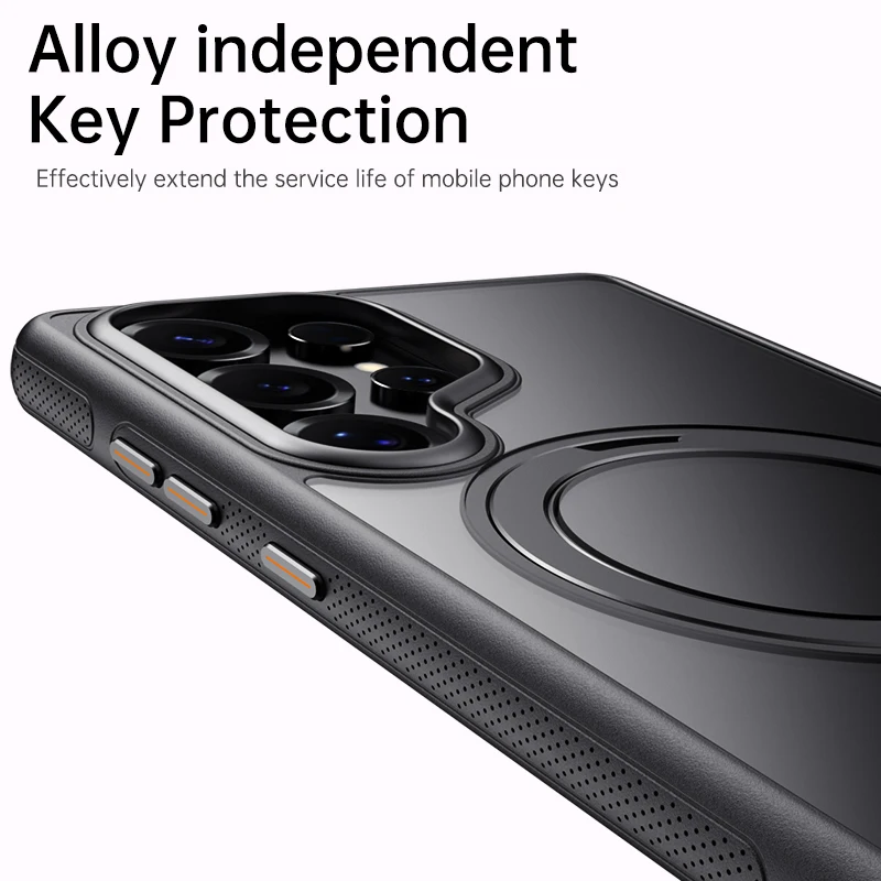 360° Rotating Magnetic Phone Case with Luxury Metal Bracket and Shockproof Protective Cover