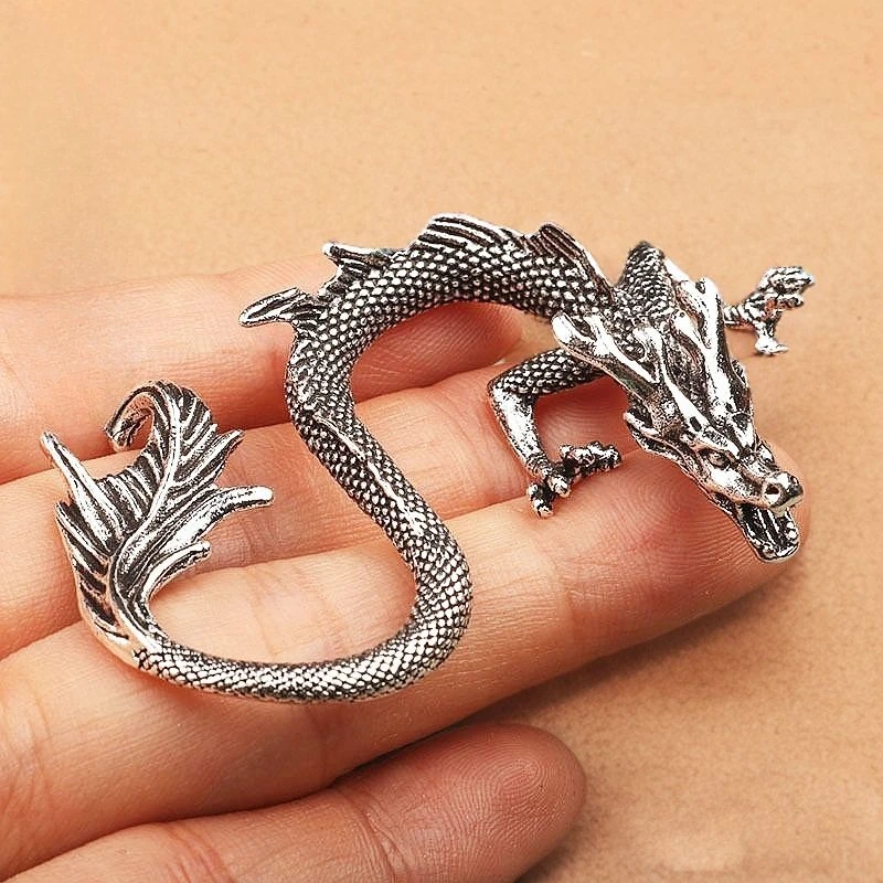 Solid Brass Zodiac Dragon Small Statue Desktop Ornament Chinese Mythical Beast  Retro Home Feng Shui Decorations Crafts